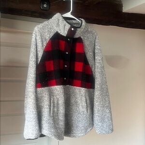 Maurices Gray and Red Plaid Sweatshirt